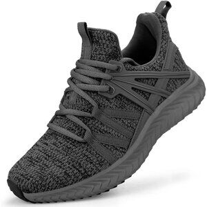 Women's Dark Grey Slip On Sneakers Walking Tennis Shoes Lightweight Casual